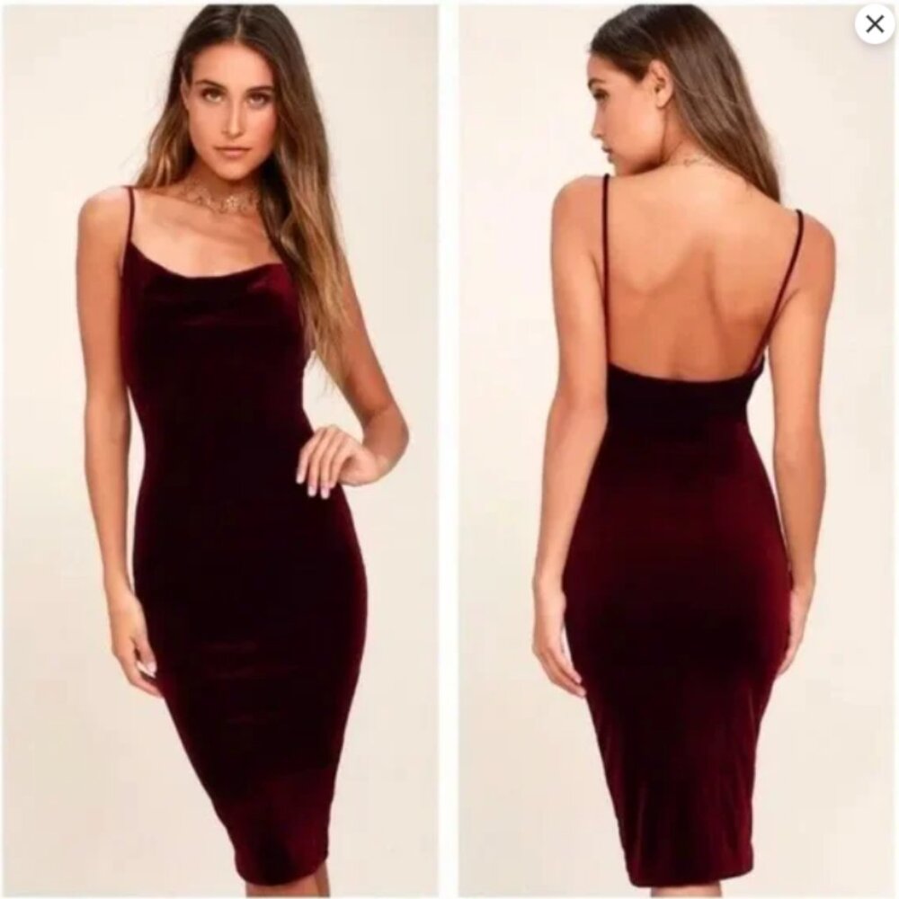 Velvet Cowl Neck Dress